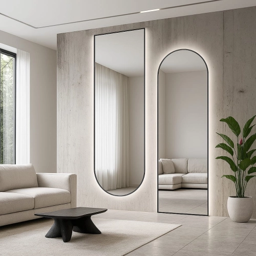 Lustro AMARE DUO – zestaw luster półowalnych LED w ramie MDF do salonu, sypialni, przedpokoju i garderoby